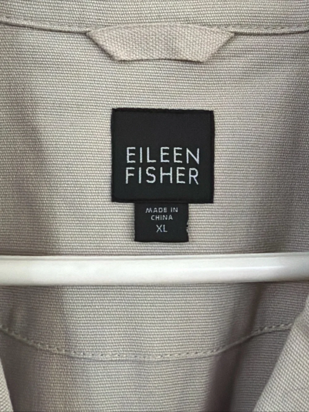 Eileen Fisher XL Muslin Notch Collar Jacket Khaki Beige Blazer Organic Cotton